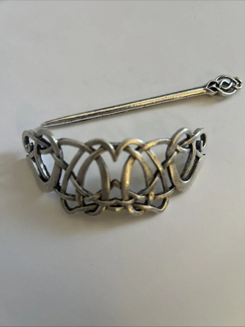 Celtic Hair Barrette Clip Tangled Silver Zinc Alloy Medieval Knot Design New